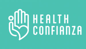 Health Confianza logo and icon of Health Confianza hand image